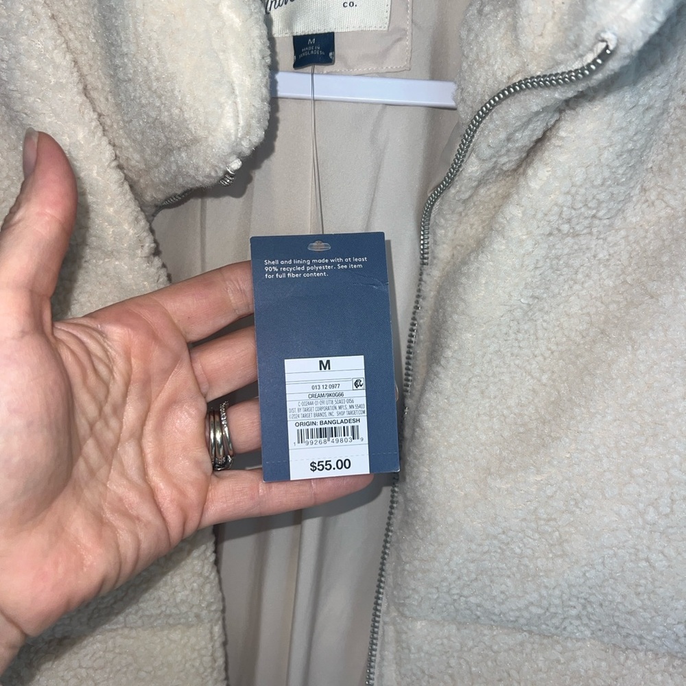 NWT! Universal Thread Cream Sherpa Puffer Jacket Sz M Super soft! - Picture 11 of 12